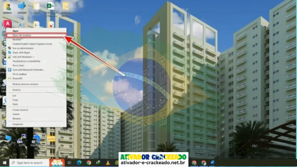 Clique com o botão direito no ícone do Autodesk AutoCAD Architecture 2025 e selecione Abrir local do arquivo